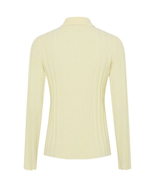 Maison Kitsuné Yellow Knitted Shirt With Baby Fox Logo