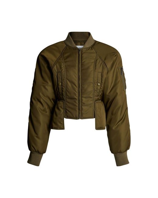 Balmain Green Zip-Up Bomber Jacket With 3 Pockets