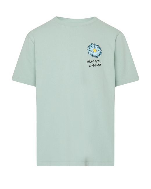 Maison Kitsuné Blue Floating Flower T-Shirt for men
