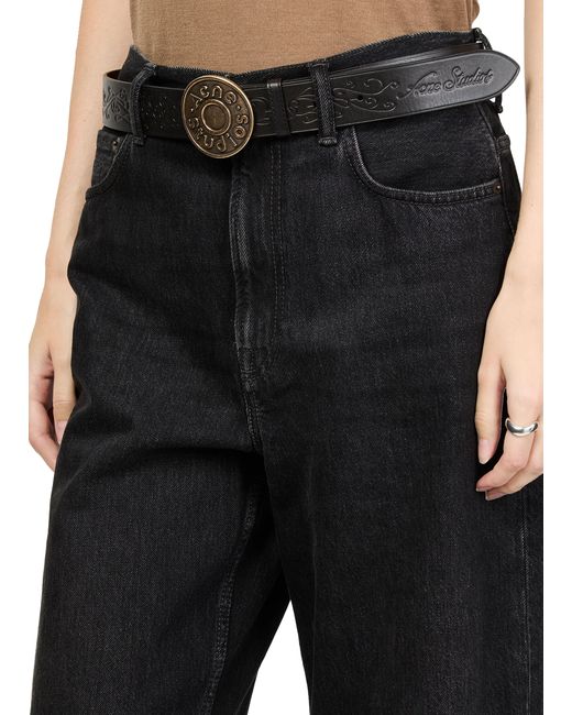 Acne Brown Ledergürtel Mit Logo-Schnalle