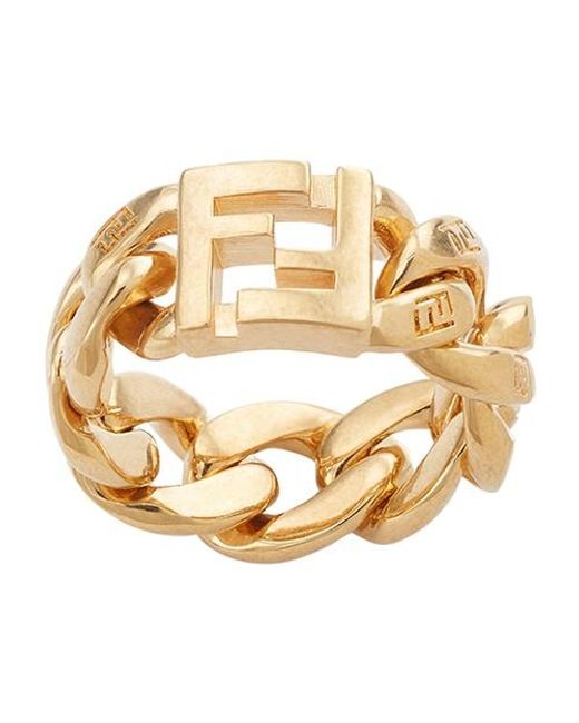 Fendi Ff Ring in or (Metallic) for Men Lyst