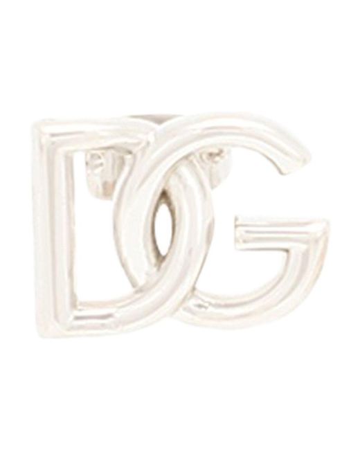 Dolce & Gabbana White Single Earring With Dg Logo