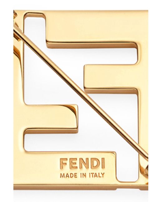 FENDI ブローチ Fendi Enamel Ff Brooch in Black | Lyst