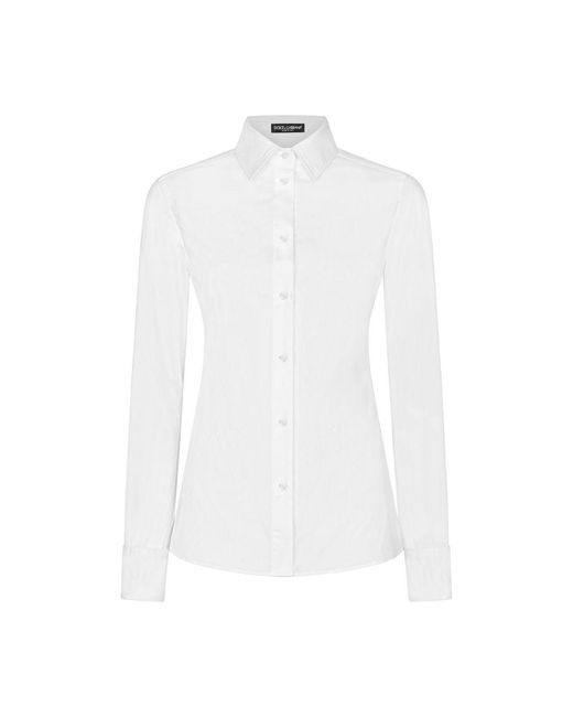 Dolce & Gabbana White Stretch Poplin Shirt