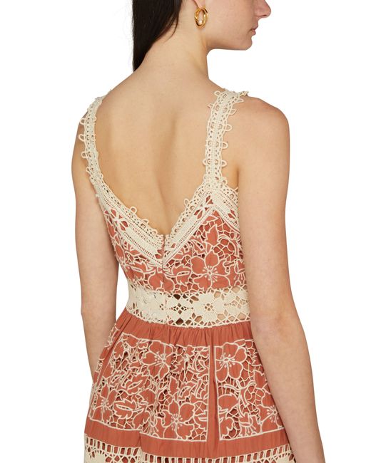 Sea Brown Joah Embroidery Sleeveless Midi Dress