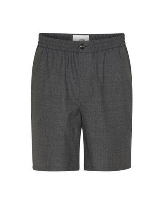 AMI Gray Elasticated Waist Shorts for men