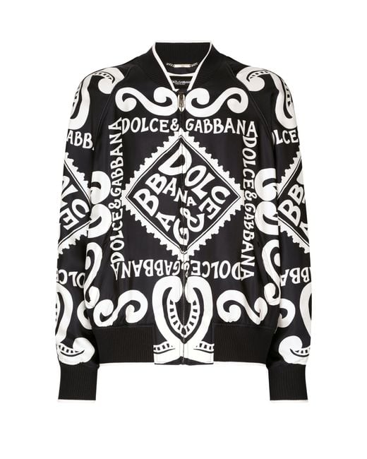 Dolce & Gabbana Bomberjacke Aus Seide Print Marina in Black für Herren