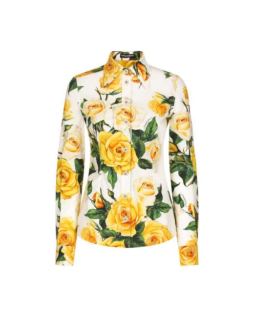 Dolce & Gabbana Yellow Long-Sleeved Cotton Shirt