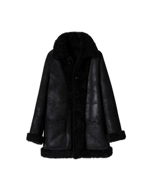 Zadig & Voltaire Black Magdas Shearling Coat Leather