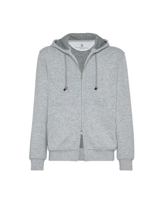 Brunello Cucinelli Fleece-lined Sweatshirt in Grey for Men | Lyst UK