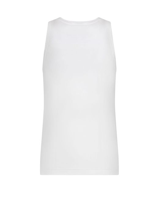 Two-way stretch cotton tank top with logo label Dolce & Gabbana pour homme en coloris White