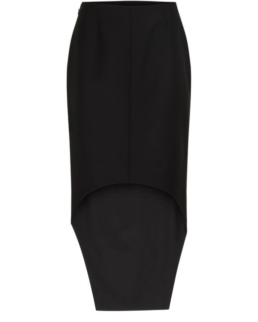 Givenchy Black Asymmetrischer Rock aus Wolle und Mohair