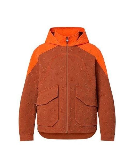 Louis Vuitton Orange Monogram Hooded Denim Jacket for men