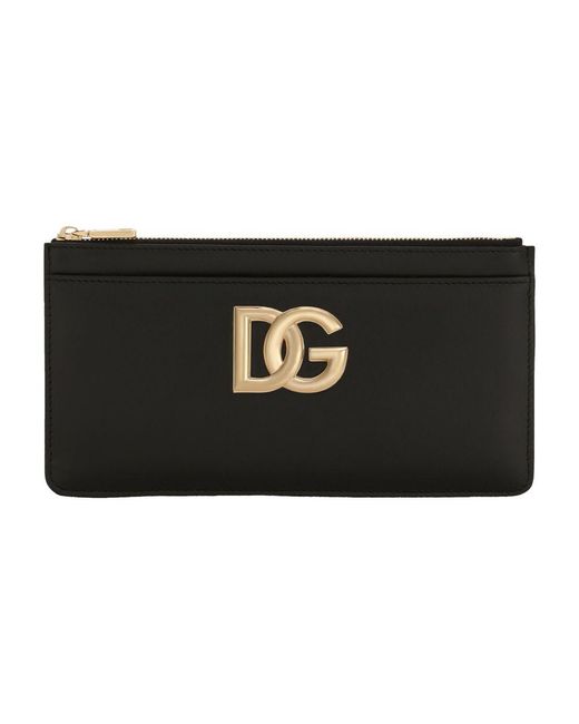 Dolce & Gabbana Black Large Calfskin Card Holder With Dg Logo