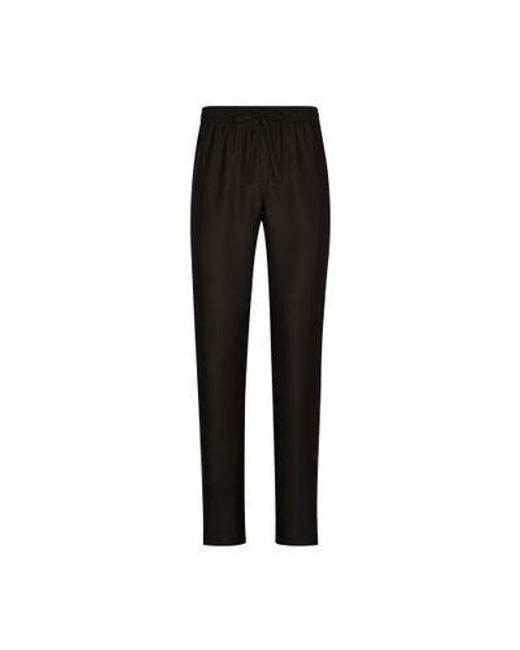 Dolce & Gabbana Black Silk Jogging Pants for men