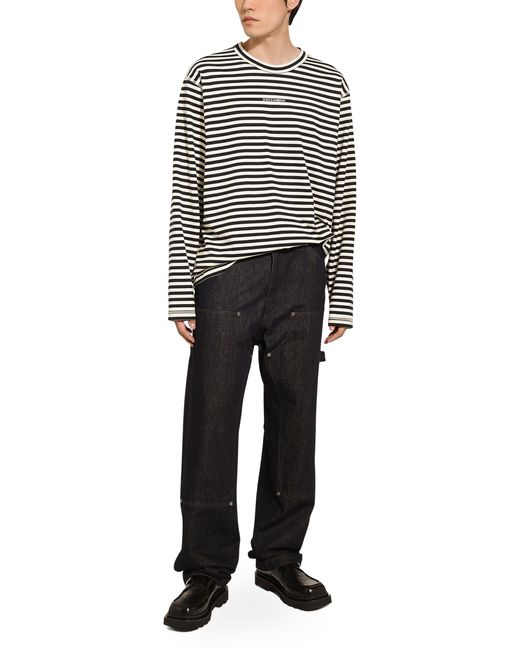 Dolce & Gabbana Black Long-Sleeved Striped T-Shirt for men