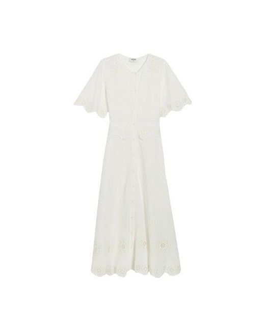 Claudie Pierlot White Long Broderie Anglaise Dress