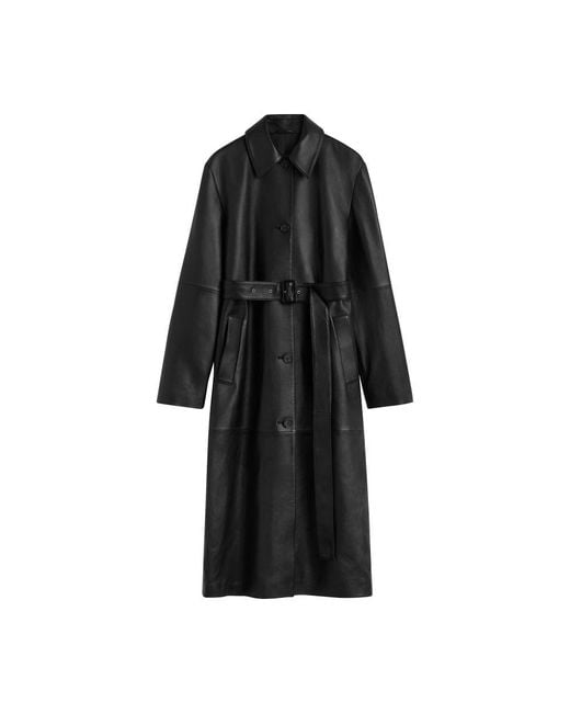 Manteau En Cuir Ceinturé Totême  en coloris Black