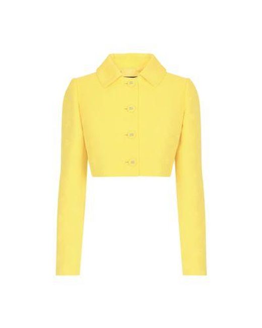Dolce & Gabbana Yellow Short Quilted Jacquard Jacket
