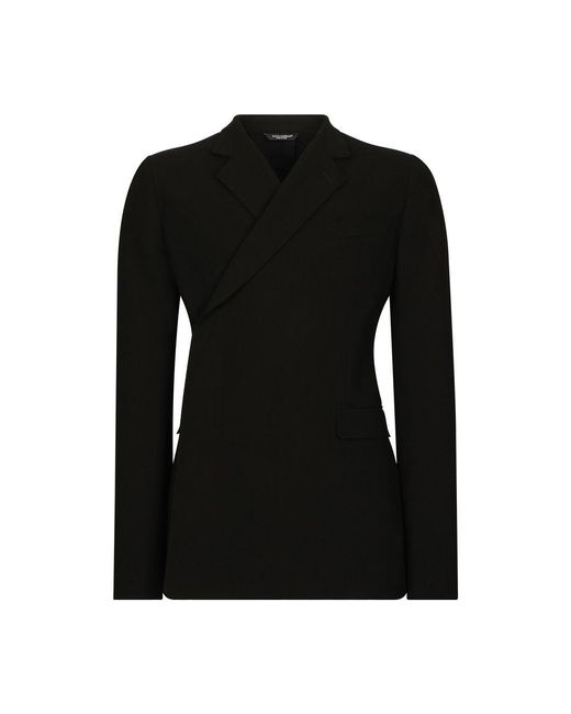 Dolce & Gabbana Black Double-Breasted Stretch Wool Jacket for men