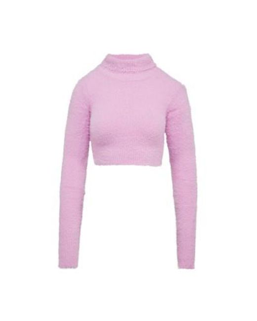 Faith Connexion Pink Cropped Turtleneck Sweater