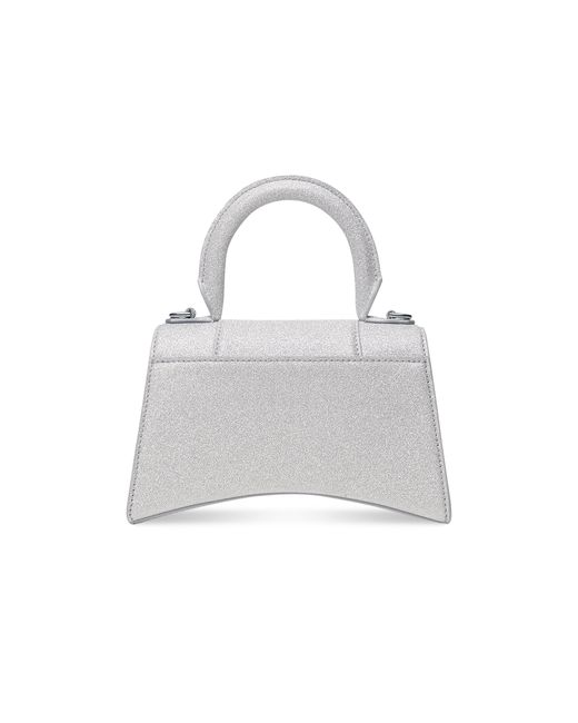 Balenciaga Gray Hourglass Xs Handbag In Sparkling Fabric