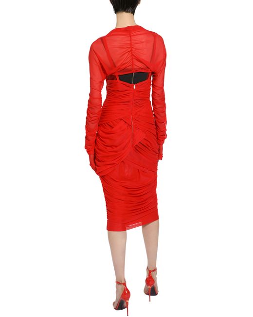 Dolce & Gabbana Red Drapiertes Kleid