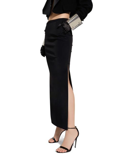 Dolce & Gabbana Black Cady Long Skirt With Slits
