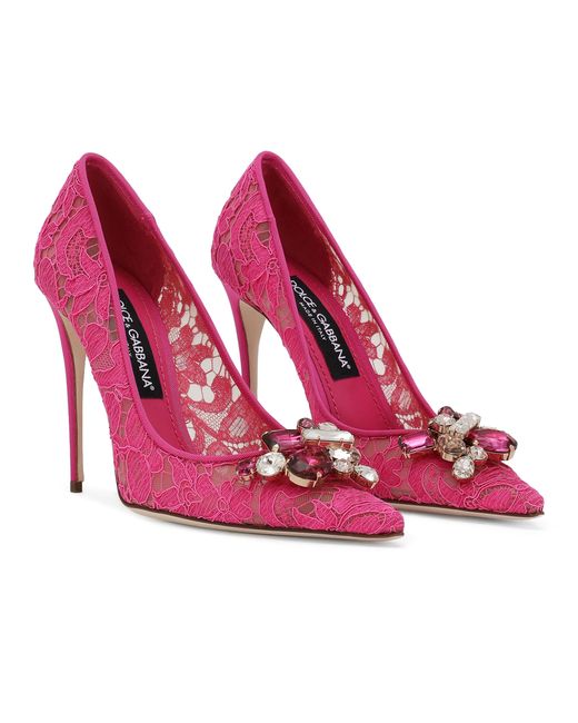 Dolce & Gabbana Pink Spitzen-Pumps Rainbow mit Lurex-Spitze