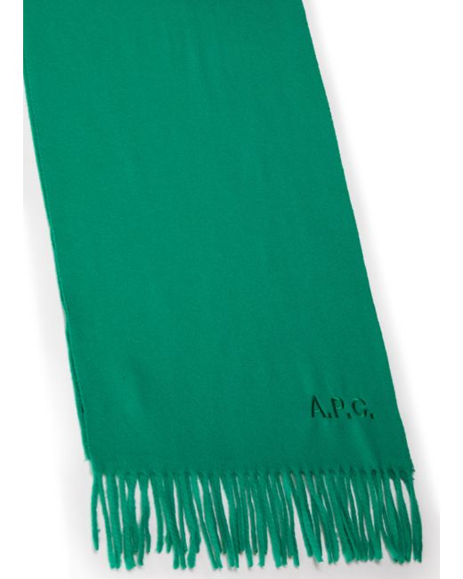 A.P.C. Green Embroidered Ambroise Scarf