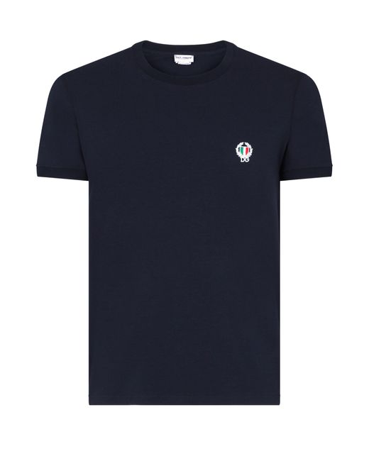 Dolce & Gabbana T-Shirt mit Rundhalsausschnitt aus Stretch-Baumwolle in Blue für Herren