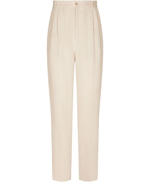 Dolce & Gabbana Natural Tailored Linen Pants for men