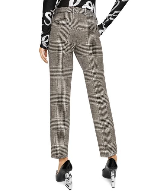 Dolce & Gabbana Gray Low-Rise Glen Plaid Pants