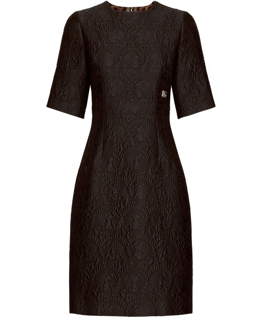 Dolce & Gabbana Black Fit-and-Flare-Kleid in Midilänge