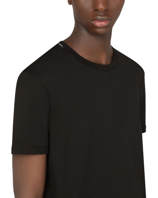 Dolce & Gabbana Black Cotton T-shirt With Logo for men
