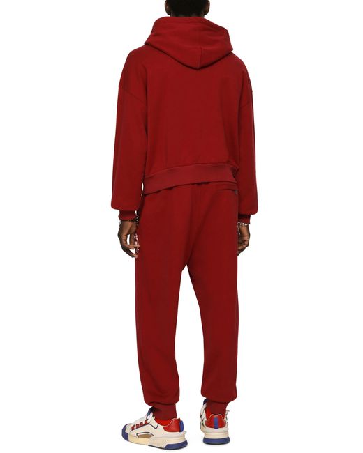 Dolce & Gabbana Red Cotton Jersey Sweatshirt With Dg Print for men