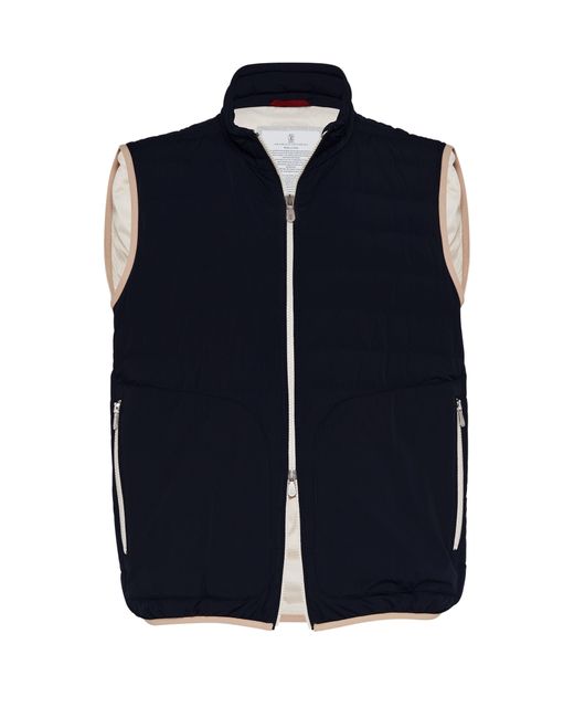 Brunello Cucinelli Blue Light Sleeveless Puffer Jacket for men