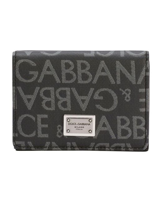 Dolce & Gabbana Metallic Coated Jacquard French Flap Wallet for men