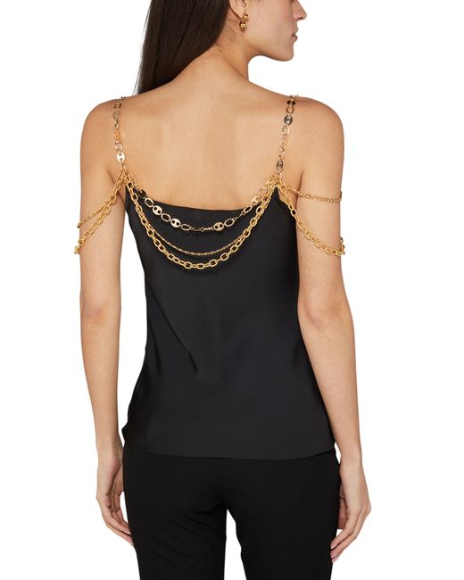 Rabanne Black Top Embellished With The "Eight" Signature Chain