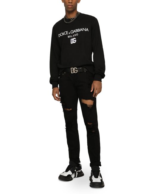 Dolce & Gabbana Jersey-Sweatshirt mit DG-Stickerei in Black für Herren