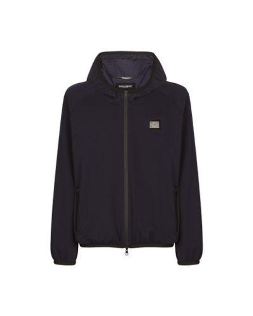 Dolce & Gabbana Blue Jersey Jacket With Hood for men