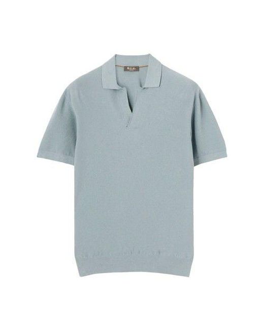 Loro Piana Buttonless Polo Shirt in Blue for Men | Lyst