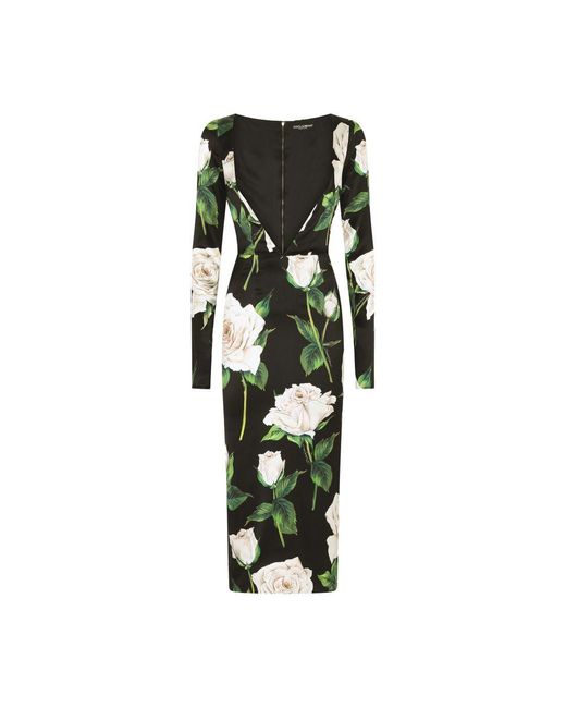 Dolce & Gabbana Green Satin Calf-length Dress