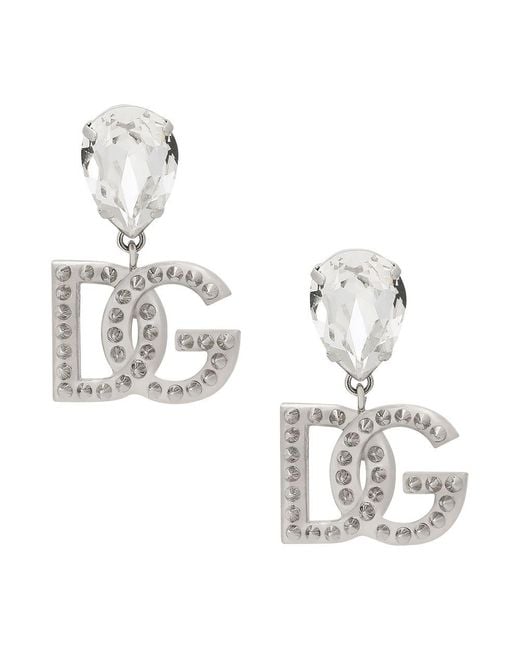 Dolce & Gabbana White Earrings With Rhinestones