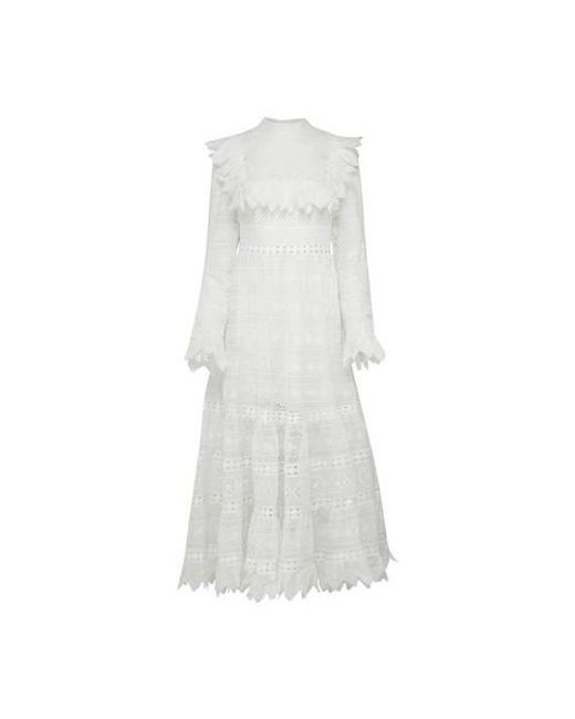 Zimmermann Lace Prima Insert Trim Dress in Ivory (White) | Lyst UK