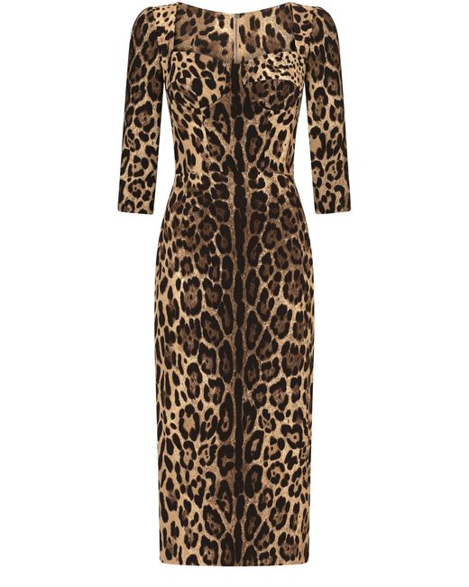 Dolce & Gabbana Natural Calf-Length Cady Dress