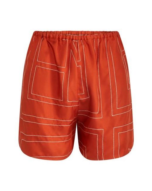 Totême Monogram Silk Pj Shorts in Orange | Lyst UK