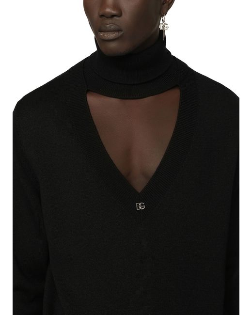 Dolce & Gabbana Black Turtle-Neck Pullover for men