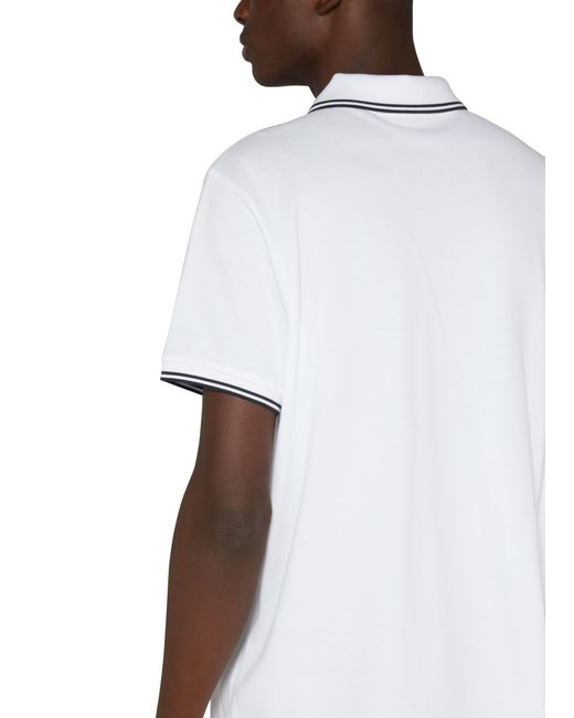 Moncler White Short-Sleeved Polo Shirt With Logo for men