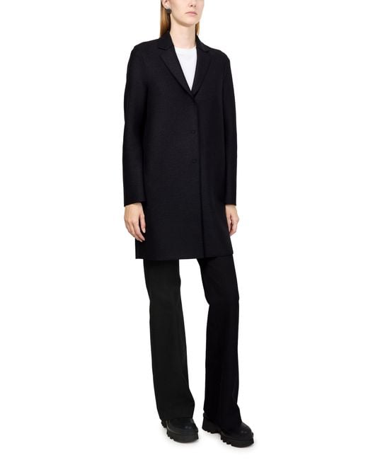 Harris Wharf London Black Cocoon Pressed Wool Coat
